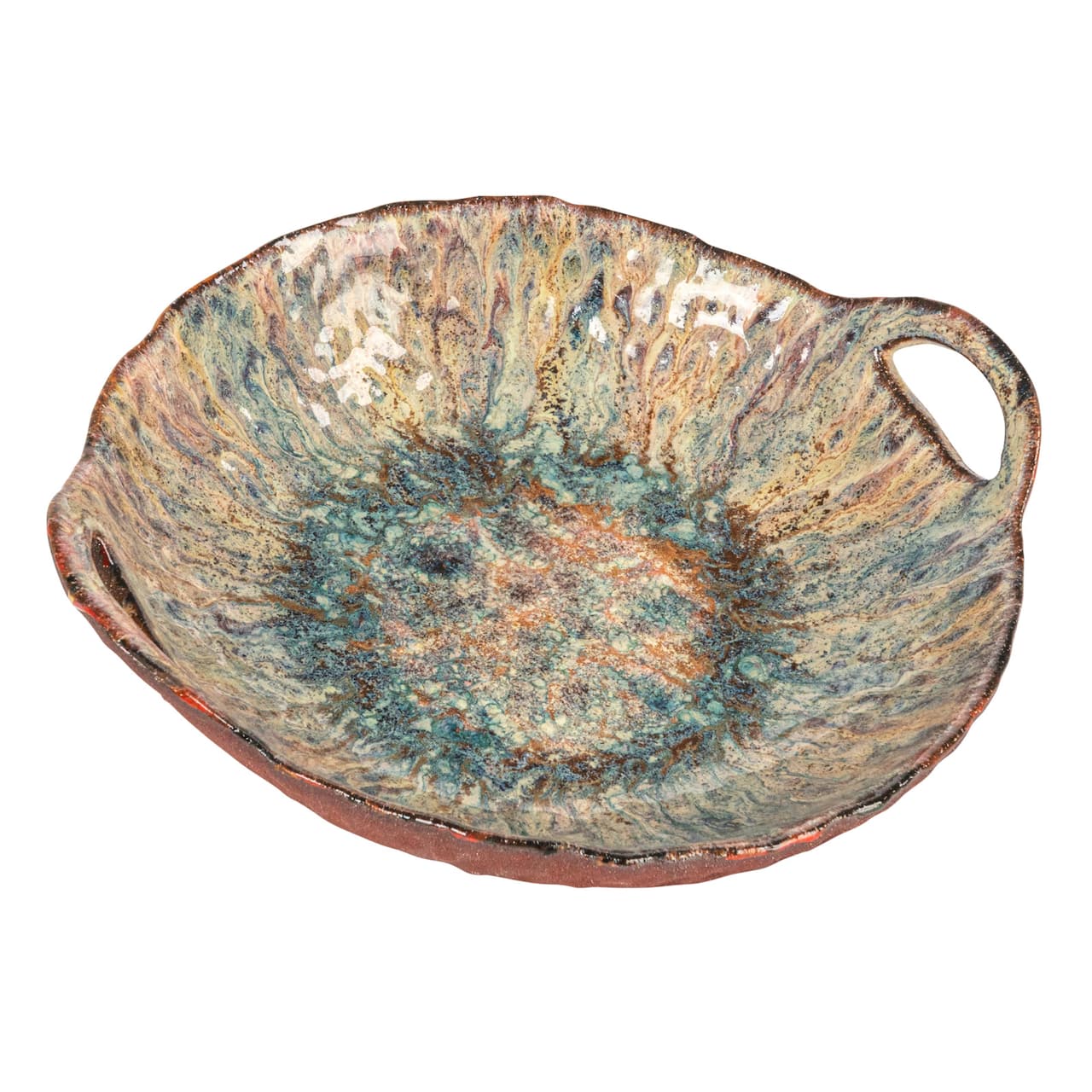 Hello Honey® 10.75" Multicolor Round Stoneware Bowl with Handles